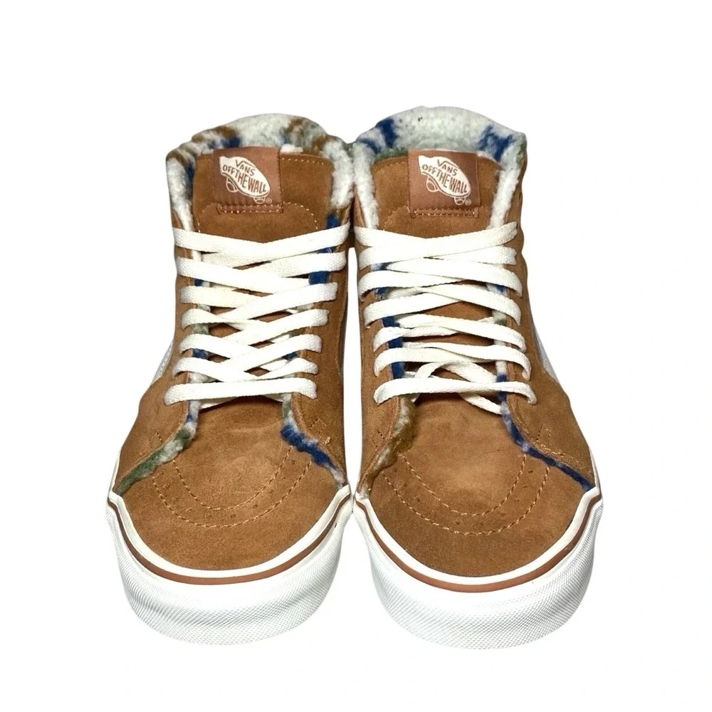 Vans Sk8-Hi Suede High‎ Top Sneakers Tobacco Brown Fleece Lined Multi Pattern